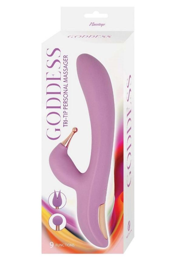 Goddess Tri-Tip Rechargeable Silicone Rabbit Vibrator - Lavender