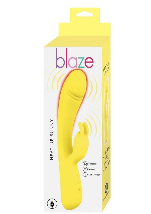 Blaze Heat Up Bunny Rechargeable Silicone Rabbit Vibrator - Yellow