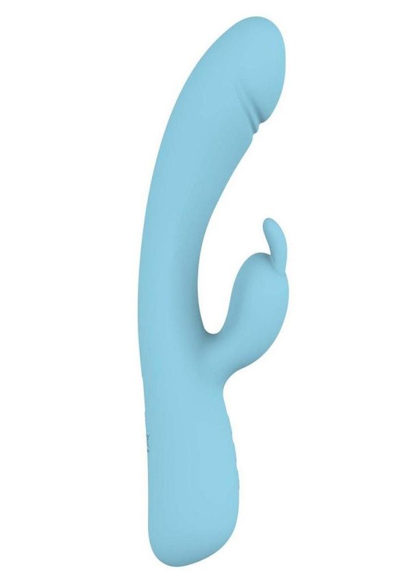 Blaze Heat Up Bunny Rechargeable Silicone Rabbit Vibrator - Blue