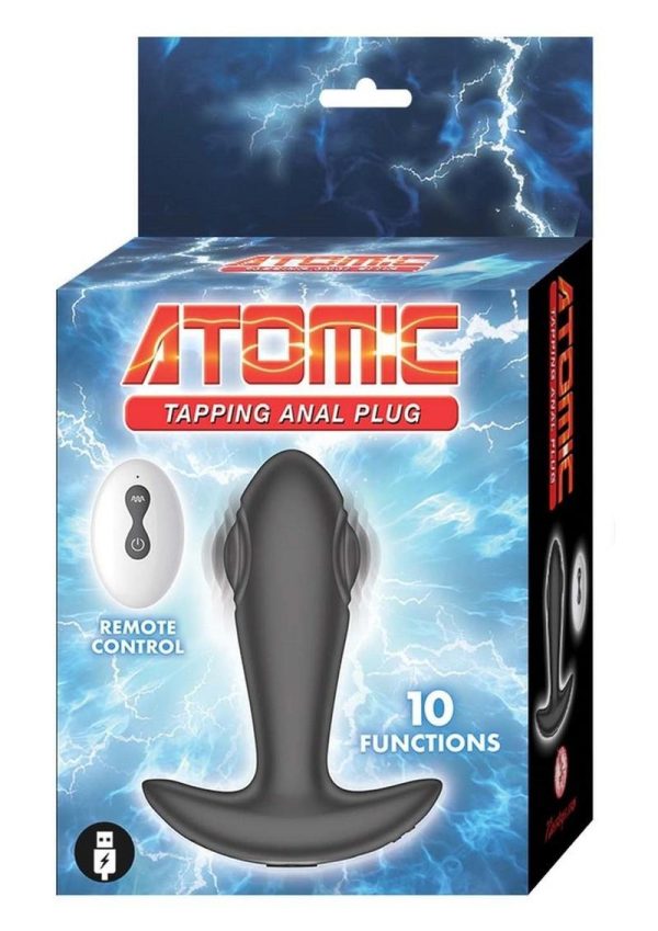 Atomic Tapping Rechargeable Silicone Anal Plug with Remote Control - Black