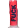 Master Series FUCK Silicone Dildo - Red/Black/Clear