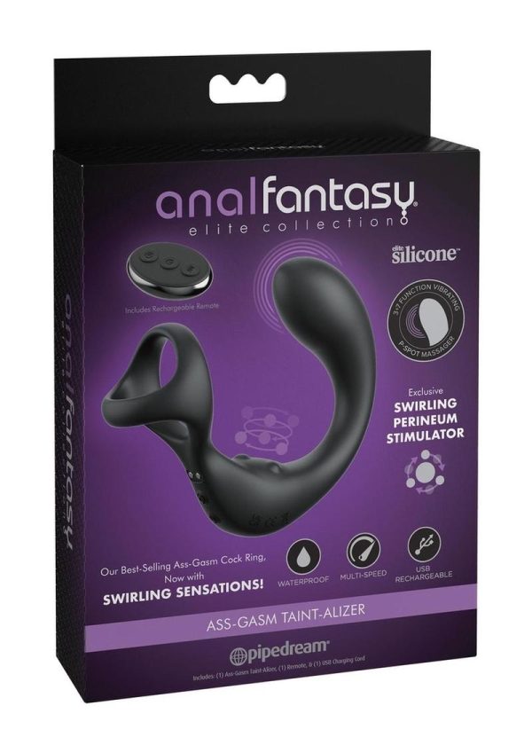 Anal Fantasy Elite Ass-Gasm Taint-Alizer Rechargeable Silicone Prostate Stimulator with Remote Control - Black