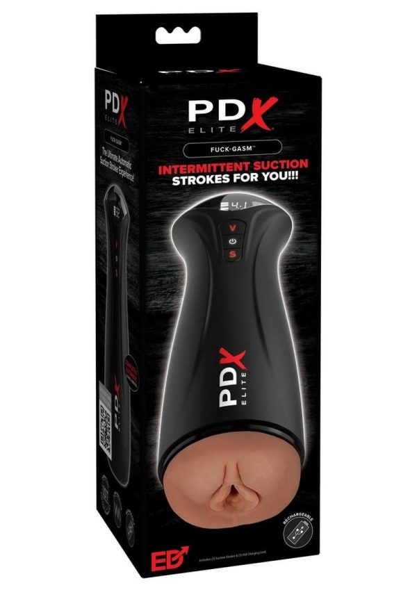 PDX Elite Fuck-Gasm Rechargeable Male Masturbator - Black/Caramel