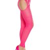 Leg Avenue Seamless Opaque Cut-Out Footless Suspender Hose - Neon Pink - O/S