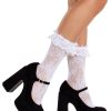 Leg Avenue Floral Lace Ruffle Top Anklets - White - O/S