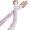 Leg Avenue Floral Net Extra Long Gauntlet Arm Warmers - White - O/S