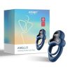 Anello App Control Vibrating Silicone Rechargeable Cock Ring with Clitoral Stimulator - Blue