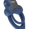 Anello App Control Vibrating Silicone Rechargeable Cock Ring with Clitoral Stimulator - Blue
