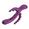 Trilux Kinky Finger Rechargeable Silicone Rabbit Vibrator with Anal Beads - Purple