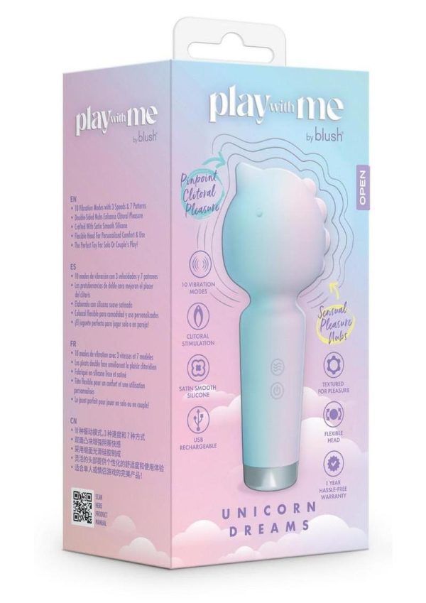 Play With Me Unicorn Dreams Silicone Rechargeable Clitoral Stimulator - Blue/Green