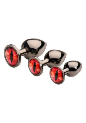 Creature Cocks Red Eye Metal Butt Plug Set (3 Piece) - Black/Red