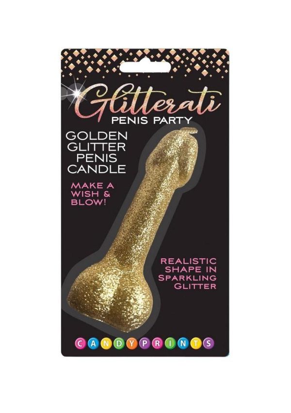 Glitterati Penis Candle - Gold Glitter