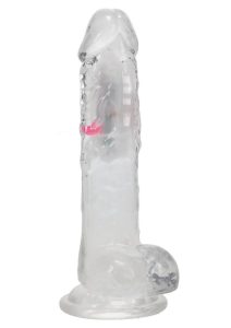 RealRock Vibrating LED Wireless Rechargeable Remote Control Cock with Balls 8in - Clear