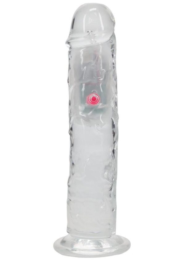 RealRock Vibrating LED Wireless Rechargeable Remote Control Straight Cock 8in - Clear