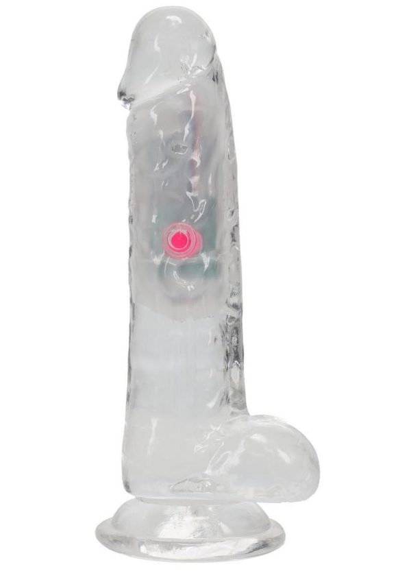 RealRock Vibrating LED Wireless Rechargeable Remote Control Cock with Balls 6in - Clear