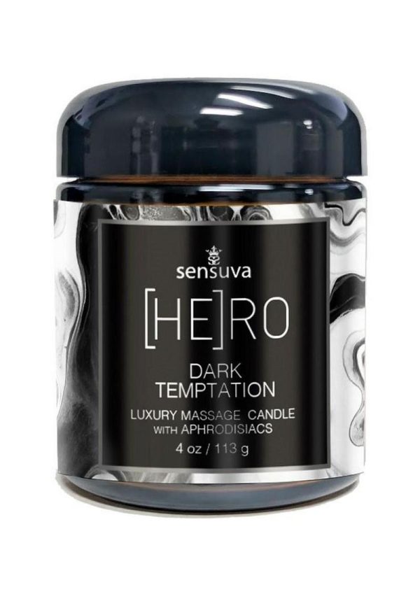 HERO Dark Temptation Luxury Aphrodisiac Massage Candle 4oz.- Ocean and Forest
