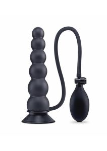 Size Up Ripple Inflatable Silicone Butt Plug 7in - Black
