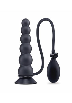 Size Up Ripple Inflatable Silicone Butt Plug 7in - Black