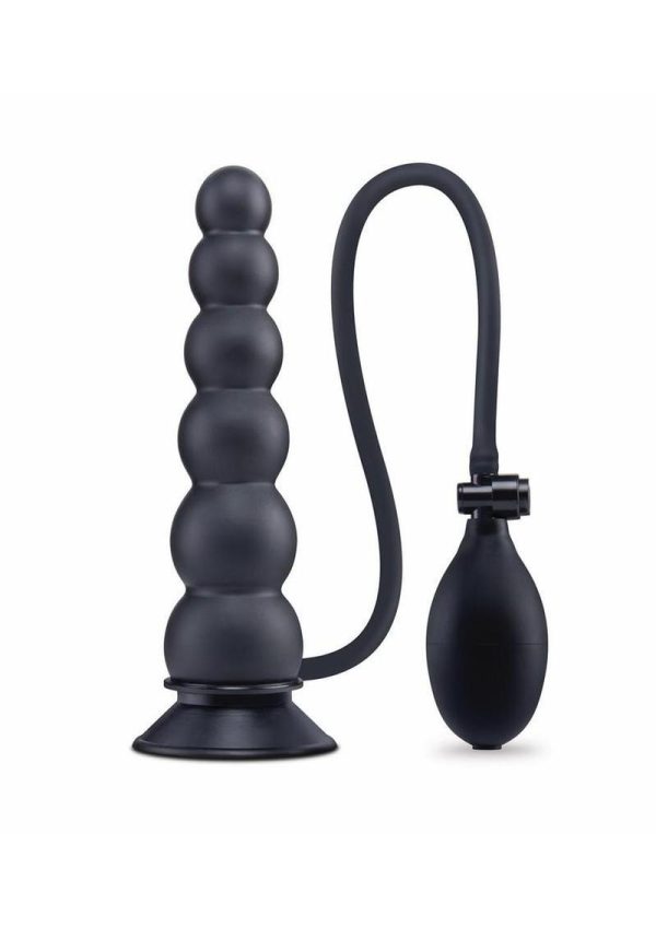 Size Up Ripple Inflatable Silicone Butt Plug 7in - Black