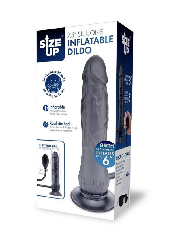 Size Up Ripple Inflatable Silicone Dildo 7.5in - Black